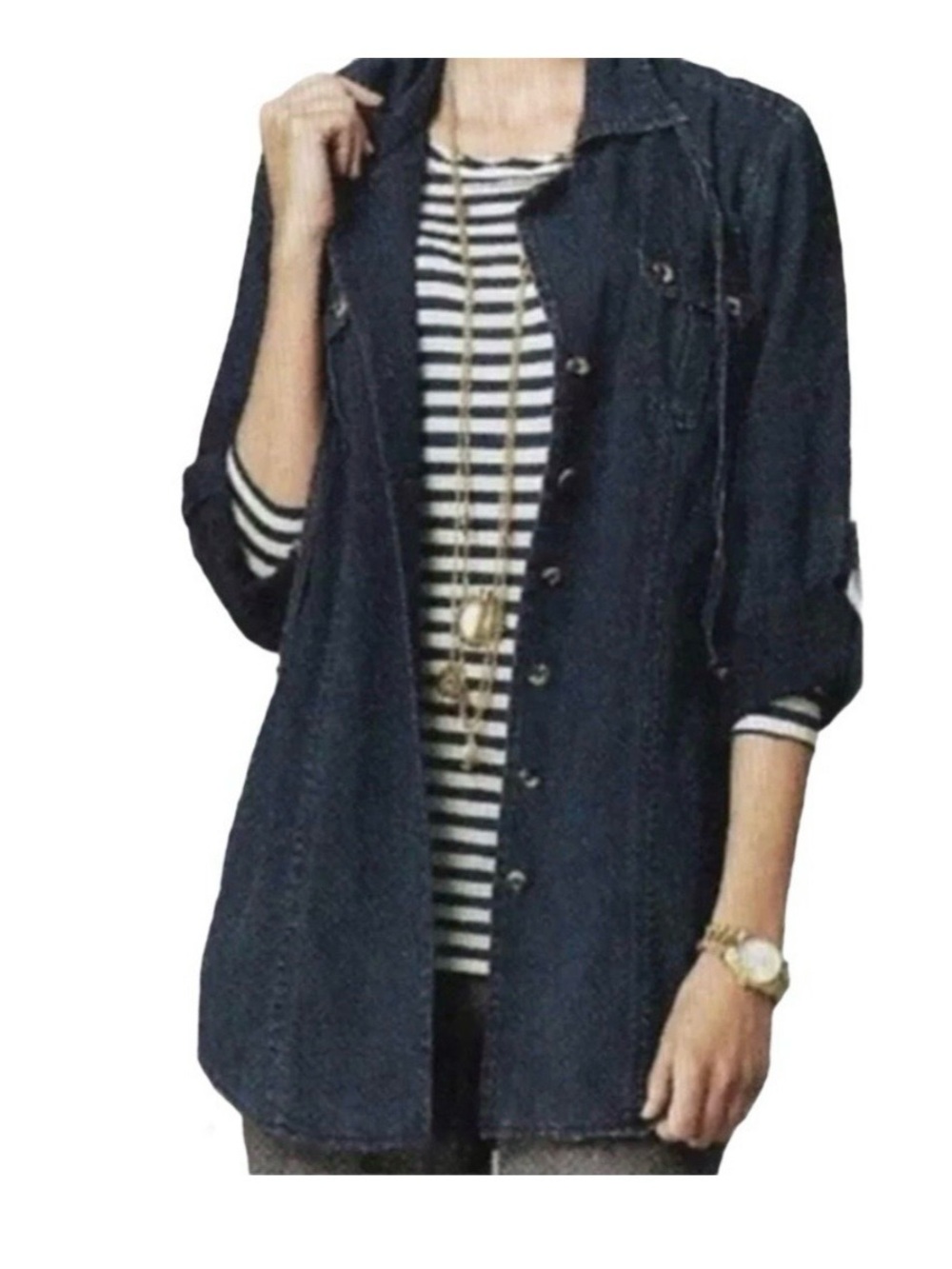 Cabi Lightweight Denim Utility Shirt Jacket Size Large